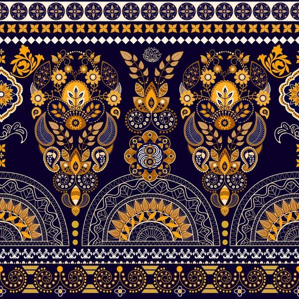 Papier peint floral. Frontière colorée de Paisley — Image vectorielle