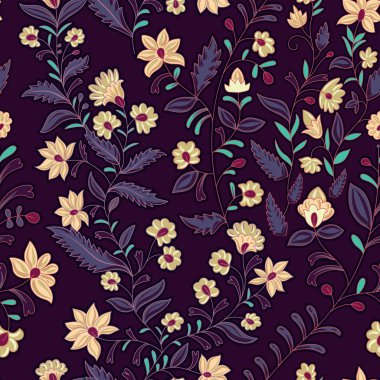 Vektör seamless modeli. Çiçekler karanlık