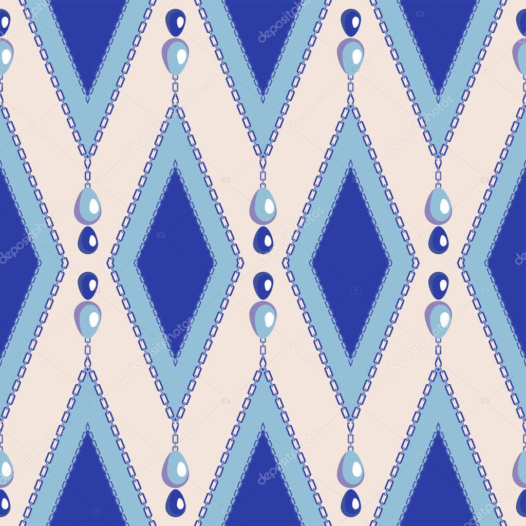 Geometric seamless pattern with perls and rhombus