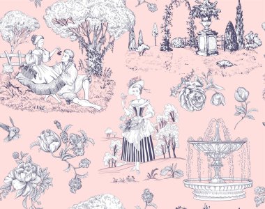 seamless pattern Toile de Jouy. French provence wallpaper. Digital paper provence style. clipart