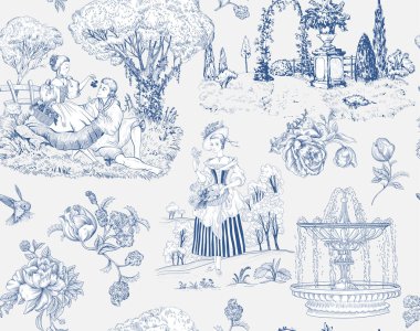 seamless pattern Toile de Jouy. French provence wallpaper. Digital paper provence style. clipart