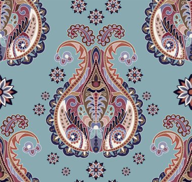 Dekoratif desenli duvar kağıdı. Tekstil, duvar kağıdı, ağ, baskı, kağıt, arkaplan, arkaplan tasarımı. Hindistan desenli arka plan. Arap süs arkaplanı. Vektör ortamı.