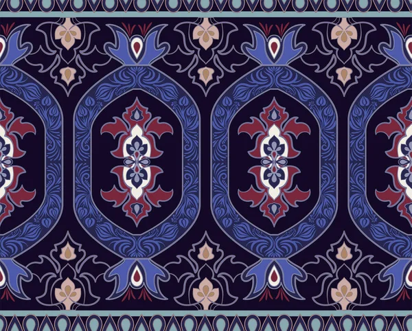Διακοσμητικό Διακοσμητικό Περίγραμμα Αραβικό Μοτίβο Χωρίς Ραφή Μπλε Εθνική Ταπετσαρία — Διανυσματικό Αρχείο