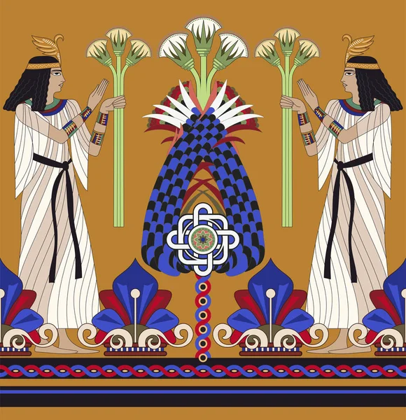 Декоративний Орнамент Єгипетські Безшовні Візерунки Єгипетський Картопляний Папір Азійська Розмовна — стоковий вектор