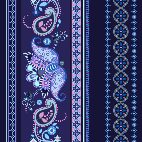 Patrón étnico a rayas sin costuras. Paisley fondo de pantalla — Vector de stock