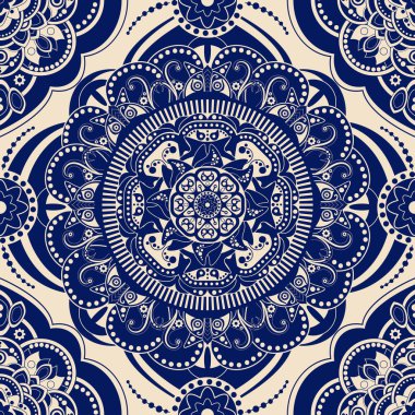 Süs seamless modeli. Mavi etnik süs arka plan