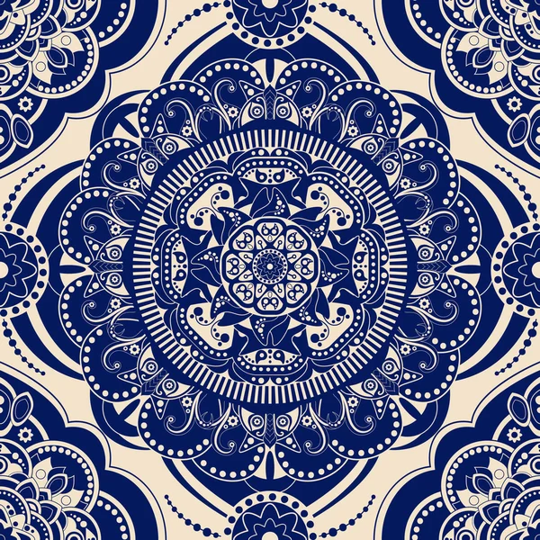 Padrão sem costura ornamental. Fundo ornamental étnico azul — Vetor de Stock