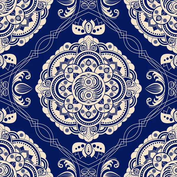 Ornamental seamless pattern. Blue ethnic ornamental background — Stock Vector