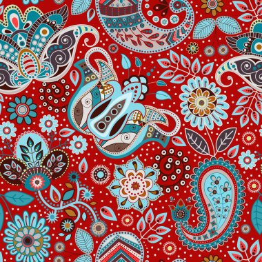 Paisley seamless pattern. Floral background in ethnic style clipart