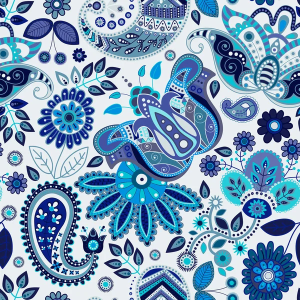 Paisley bloemen naadloos patroon — Stockvector