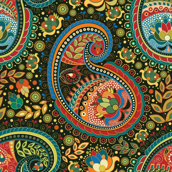 Paisley kleurrijke naadloze patroon — Stockvector