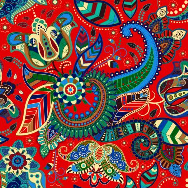 Etnik tarzda sorunsuz çiçek desenli