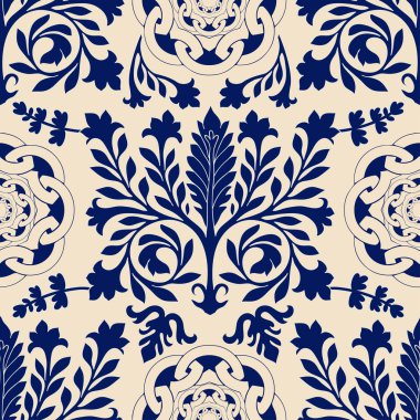 Vektör sorunsuz damask deseni, klasik walpapper, arka plan