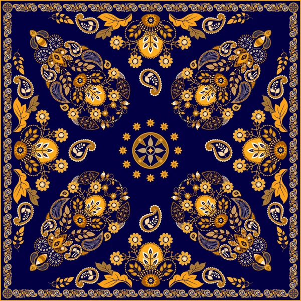 Vector Paisley design quadrado floral —  Vetores de Stock