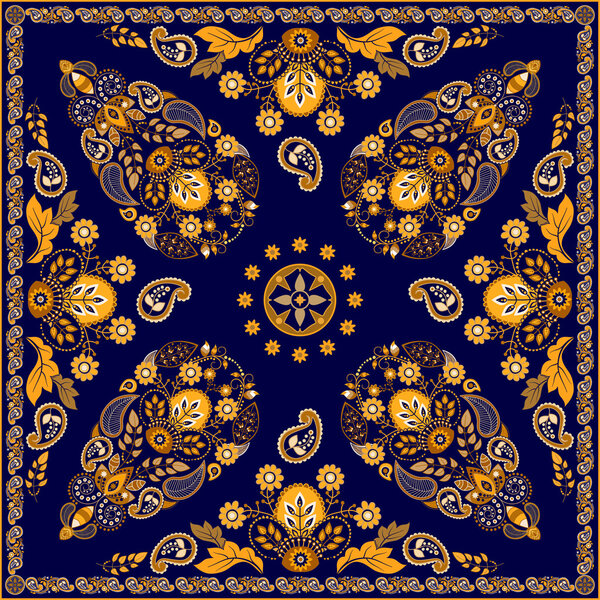 Vector Paisley floral square design