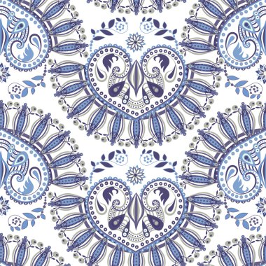 Beyaz ve mavi etnik seamless modeli