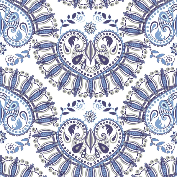 White and blue ethnic seamless pattern — Stock Vector