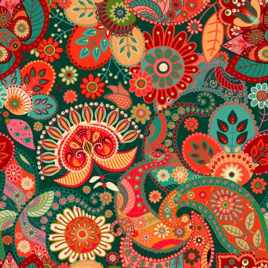 Sorunsuz Paisley arka plan, çiçek desenli