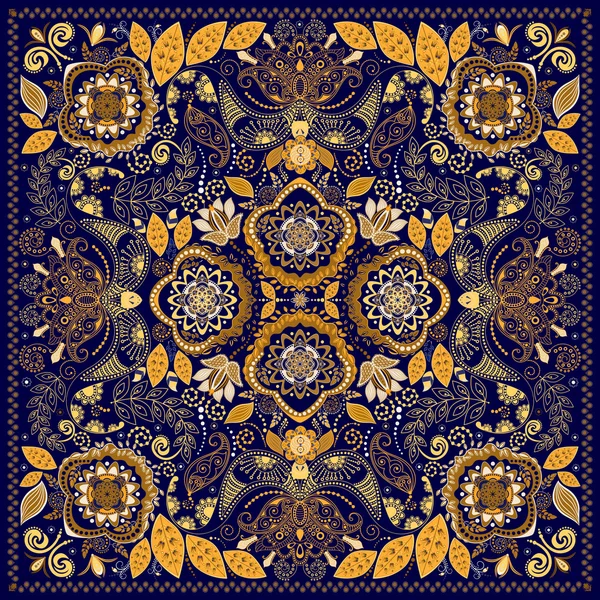 Patrón decorativo Paisley, diseño para bolsillo cuadrado, textil, chal de seda — Vector de stock