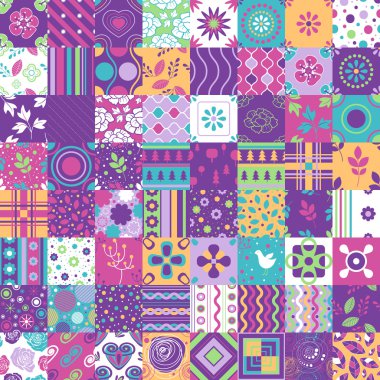 Sorunsuz patchwork desen süsler. Duvar kağıdı, desen dolgularını, web sayfası arka planı, yüzey dokuları için kullanılabilir.