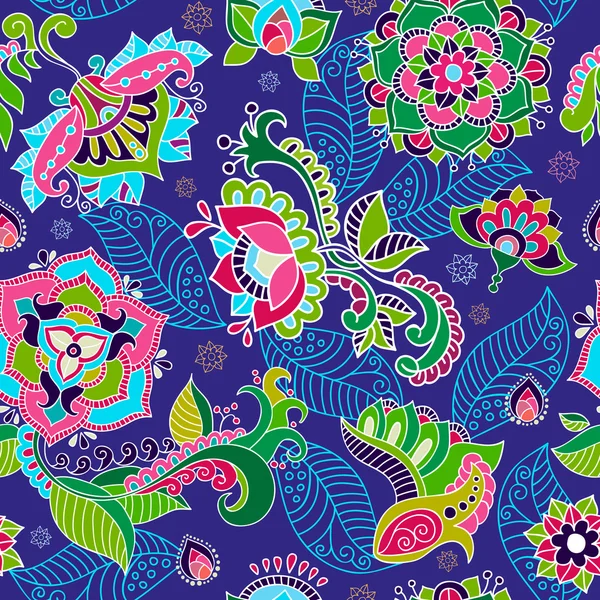 Bright seamless pattern in paisley style — Stock Vector