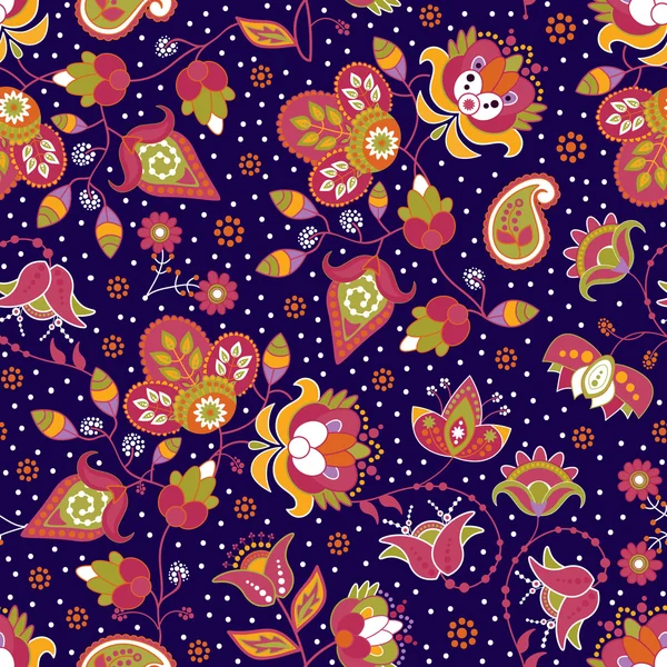 다채로운 완벽 한 패턴, 꽃무늬 벽지 — 스톡 벡터
