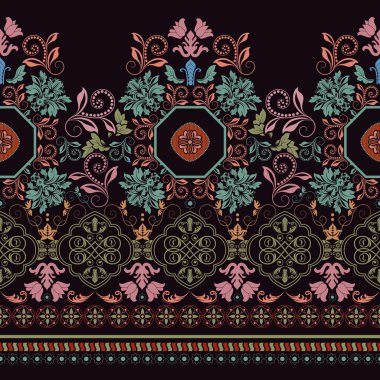 Parlak renkli çizgili çiçek desenli