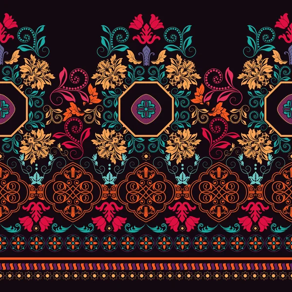 Patrón floral a rayas de colores brillantes — Vector de stock