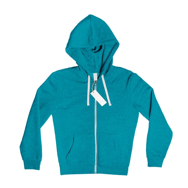 Plak Ontwerp Deze Awesome Zip Hoodie Mockup Scuba Blue Color — Stockfoto