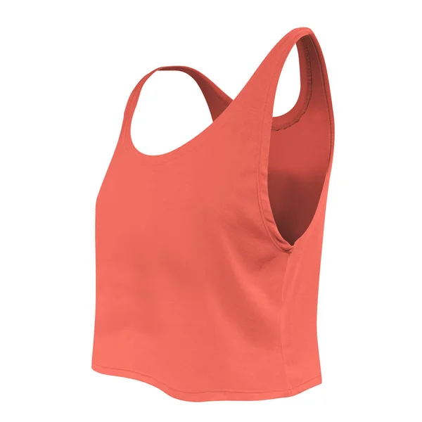 Don't waste your time and money just to make a realistic mock-up. Use this Side View Women's Short Tank Top Mockup In Living Coral Color. It is super easy to use.