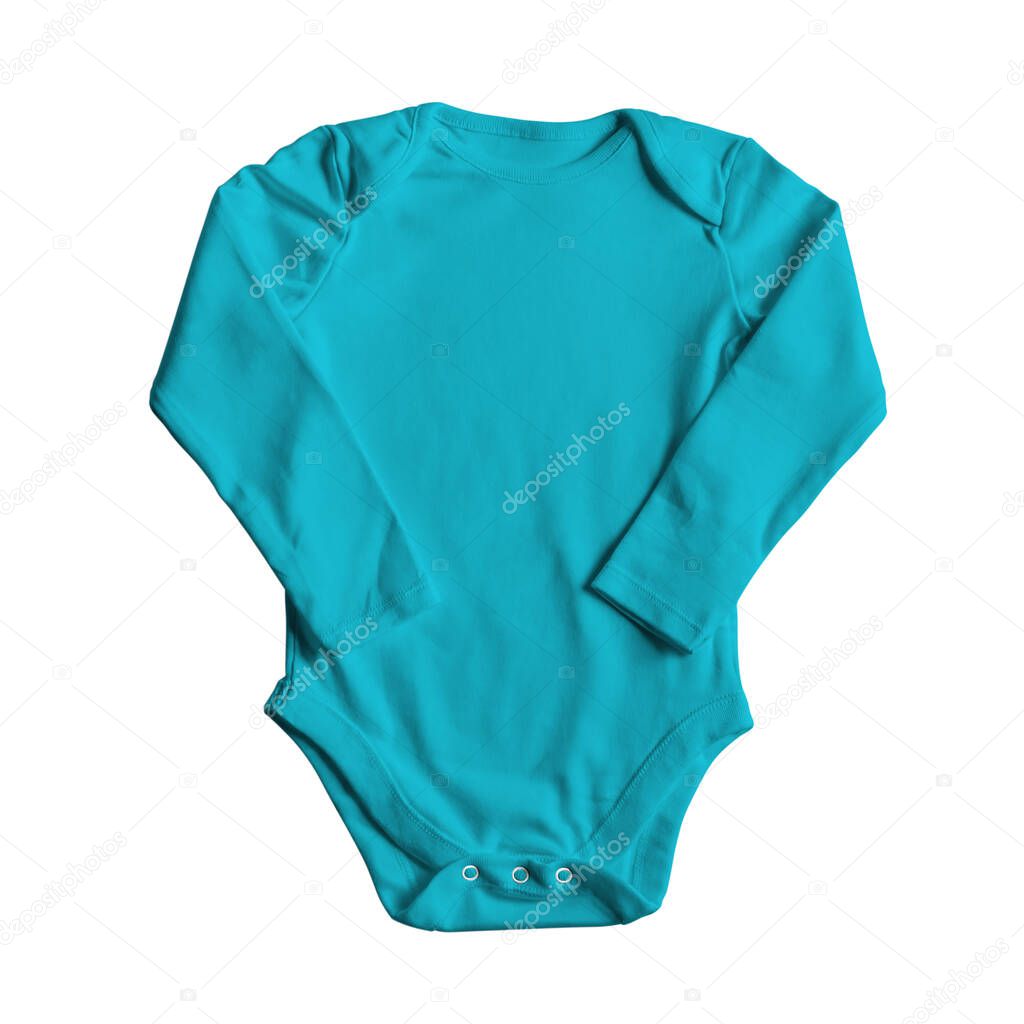 Use this Front View Sweet Baby Bodysuit Mockup In Blue Curacao Color, and your design becomes more realistic.