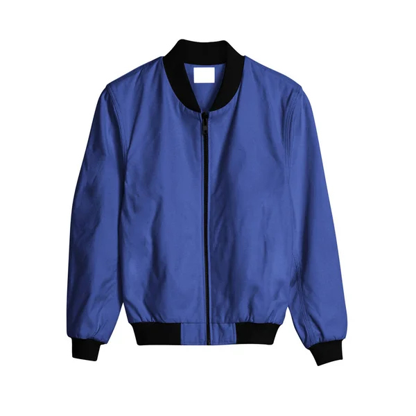 Uma Vista Frontal Bomber Jacket Mockup Deep Ultramarine Color Para — Fotografia de Stock