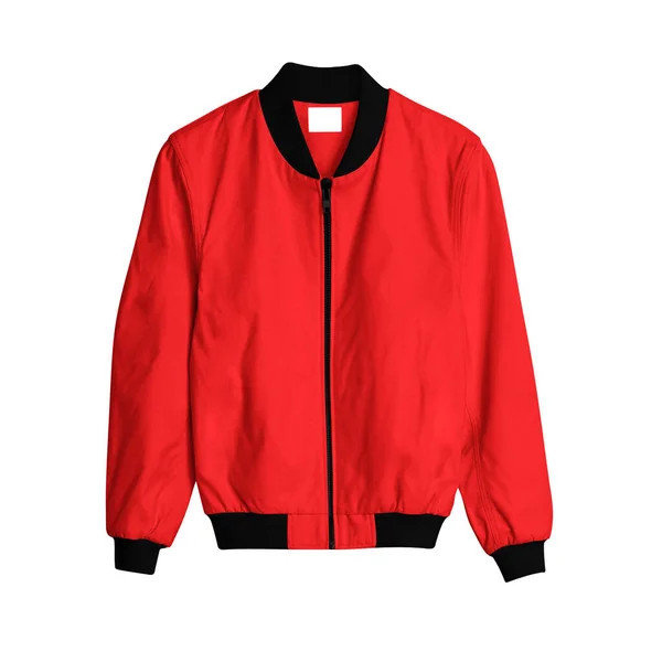 Front View Bomber Jacket Mockup Fiery Red Color Pour Créer — Photo