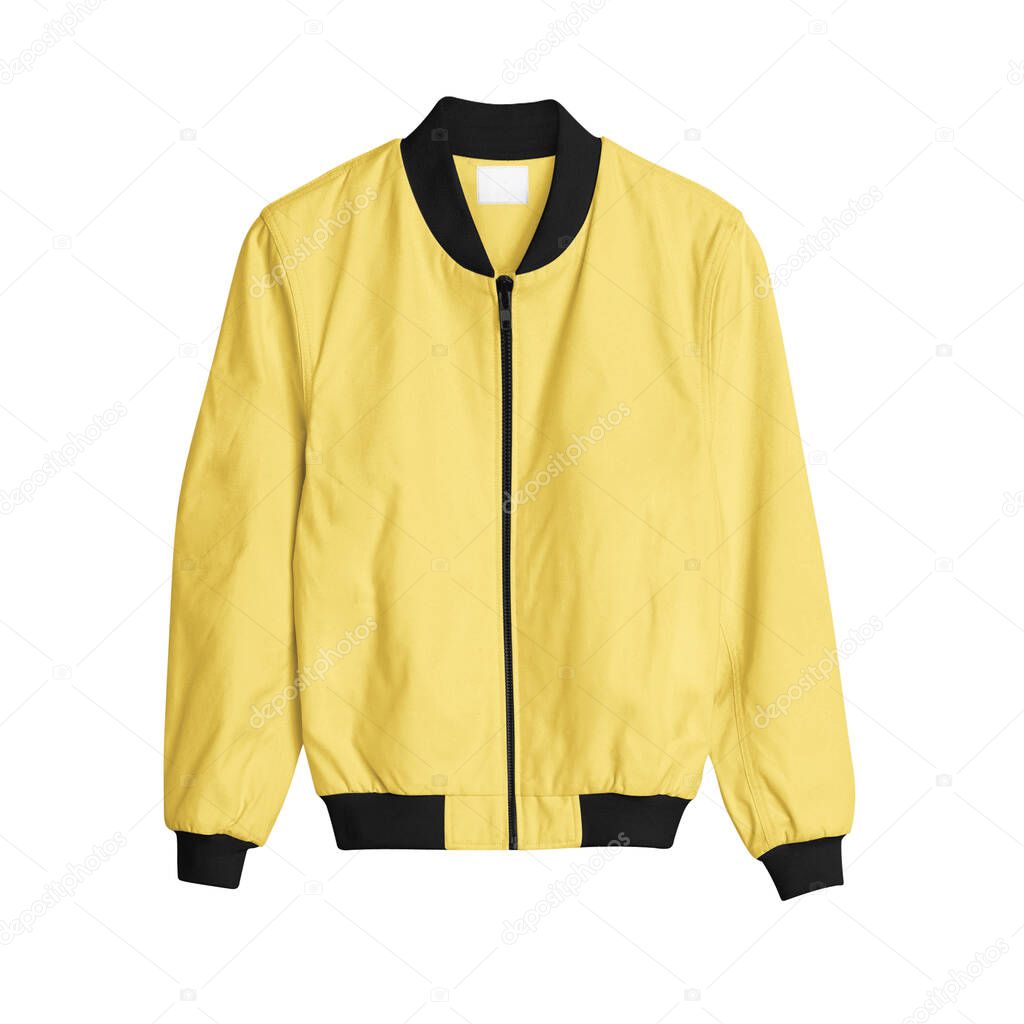 A Front View Bomber Jacket Mockup In Lemon Zest Color, for creating a gorgeous and believable Hoodie template