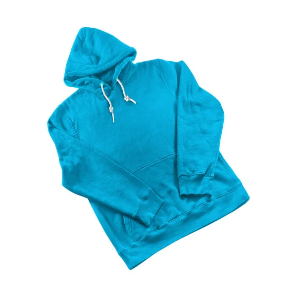 Blank Front Perspective View Designer Felpa Hoodie Mockup Blue Atoll — Foto Stock