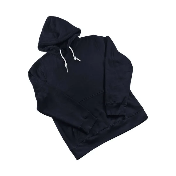 Pusty Przód Perspektywa Zobacz Designer Hoodie Mockup Dark Sapphire Kolor — Zdjęcie stockowe