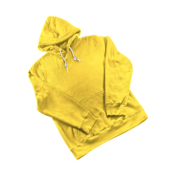 Pusty Przód Perspektywa Zobacz Designer Hoodie Mockup Lemon Zest Kolor — Zdjęcie stockowe
