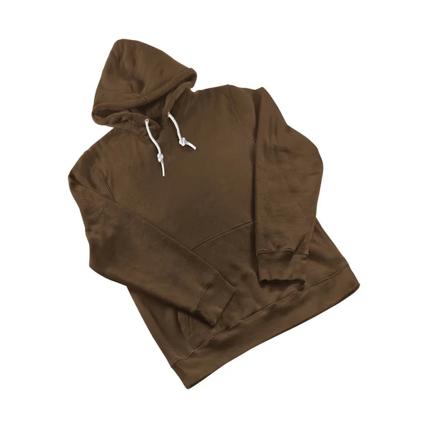 Blank Front Perspective View Designer Felpa Hoodie Mockup Sepia Brown — Foto Stock