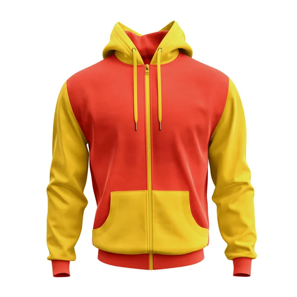 Denna Front View Men Full Zipper Hoodie Mockup Camellia Orange — Stockfoto