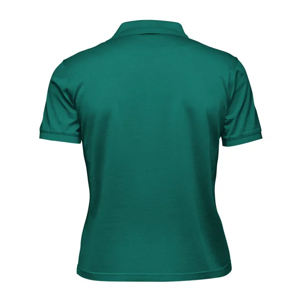 Diese Rückenansicht Fabelhafte Frauen Kragen Shirt Mockup Alpine Green Color — Stockfoto