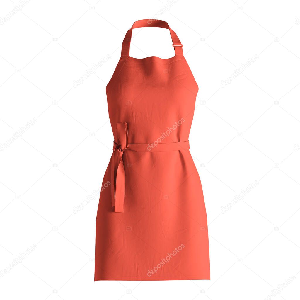 A blank Fresh Apron Mockup In Camellia Orange Color, to shows your designs as a graphic design professional.
