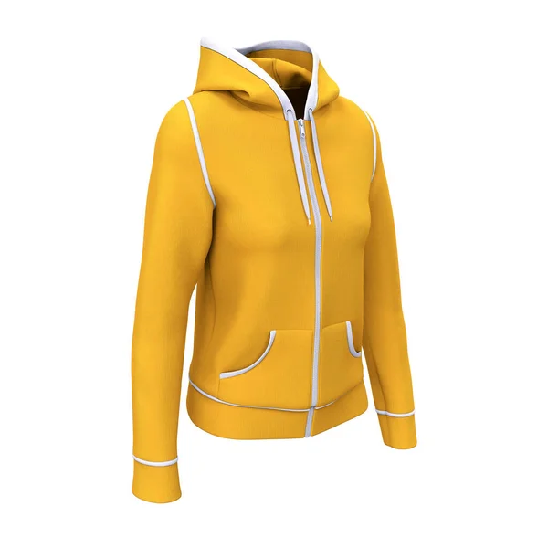 Side View Artística Feminina Zip Hoodie Mockup Lemon Zest Cor — Fotografia de Stock