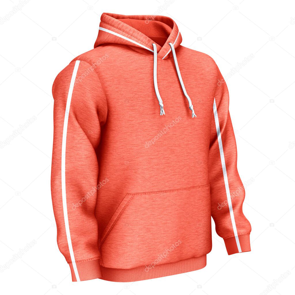 By using this Side View Creative Sport Hoodie Mockup In Camellia Orange Color, give your artwork a boost
