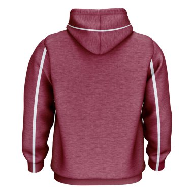 Kırmızı Bud renginde, tasarımınızı kolaylaştırmak ve güzelleştirmek için boş, Back View Yaratıcı Spor Kapüşonlusu.