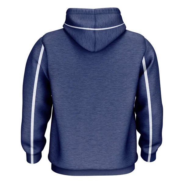 Pusty Back View Creative Sport Hoodie Mockup Deep Ultramarine Color — Zdjęcie stockowe