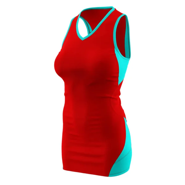 Grab Side View Stylish Neck Netball Dress Mockup Fiery Red — Stock Photo, Image