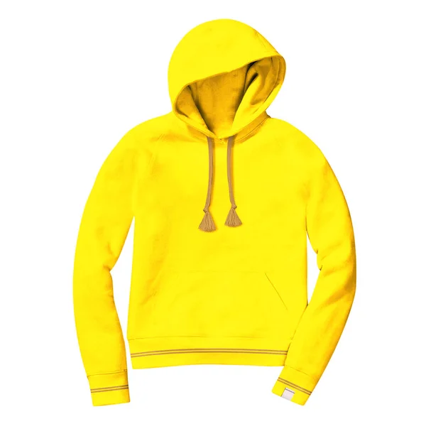 Beauty Girl Hoodie Mockup Empire Yellow Color Best Way Capture — Stock Photo, Image