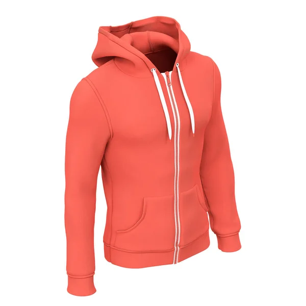 Met Deze Side View Amazing Men Zip Hoodie Mockup Persimmon — Stockfoto