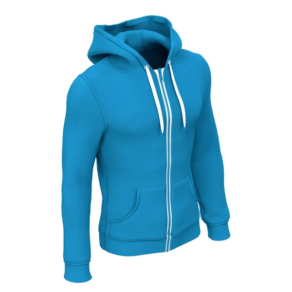 Met Deze Side View Amazing Men Zip Hoodie Mockup Cyan — Stockfoto