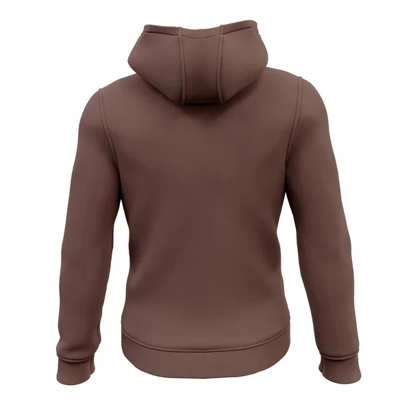 Indietro View Amazing Uomo Zip Hoodie Mockup Tiramisu Brown Colore — Foto Stock